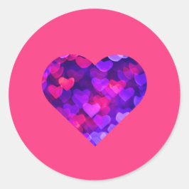 Multi gloeiende levendige harten ronde sticker