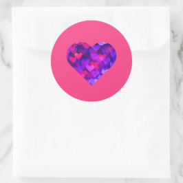 Multi gloeiende levendige harten ronde sticker