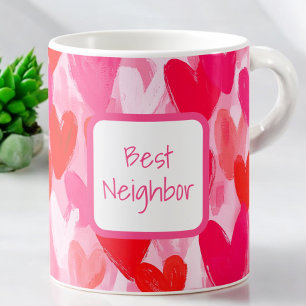 Multi Hearts Patroon Liefde Roze Beste Buurman Koffiemok