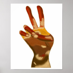 Multi Huid Vleeskleuren Vredesteken Hand Posters