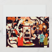 Multi Human Character Humor Party Aankondiging (Voorkant / Achterkant)