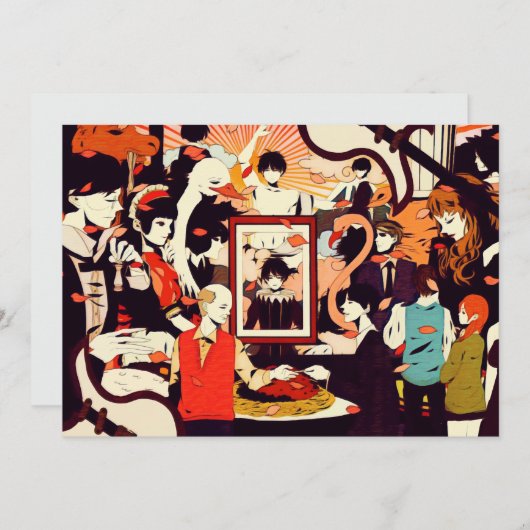 Multi Human Character Humor Party Aankondiging (Voorkant / Achterkant)