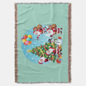 **“Multi-Kerstman Kerstplezier – 3D-Cartoon Transp Deken (Voorkant Verticaal)