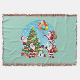 **“Multi-Kerstman Kerstplezier – 3D-Cartoon Transp Deken