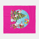 **“Multi-Kerstman Kerstplezier – 3D-Cartoon Transp Fleece Deken (Voorkant (Horizontaal))