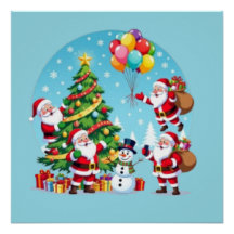 **“Multi-Kerstman Kerstplezier – 3D-Cartoon Transp