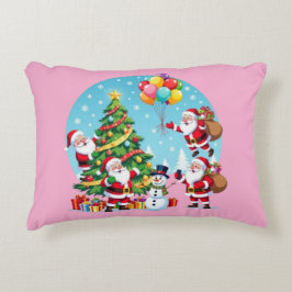 **“Multi-Kerstman Kerstplezier – 3D Cartooneske Tr Accent Kussen