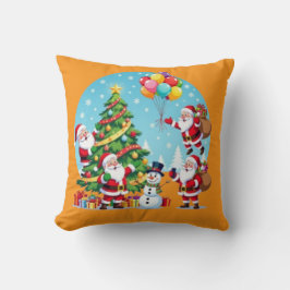**“Multi-Kerstman Kerstplezier – 3D Cartooneske Tr Kussen