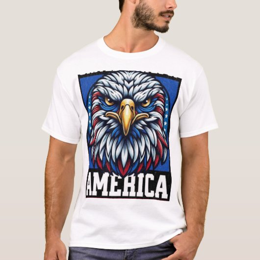 Multi kleur Amerikaans ontwerp Stijl: Mannen Basic T-shirt (Voorkant)