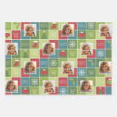 Multi Kleur Blok Kerst 2 Foto Whimsical Inpakpapier Vel (Voorkant 3)
