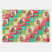 Multi Kleur Blok Kerst 2 Foto Whimsical Inpakpapier Vel (Voorkant)