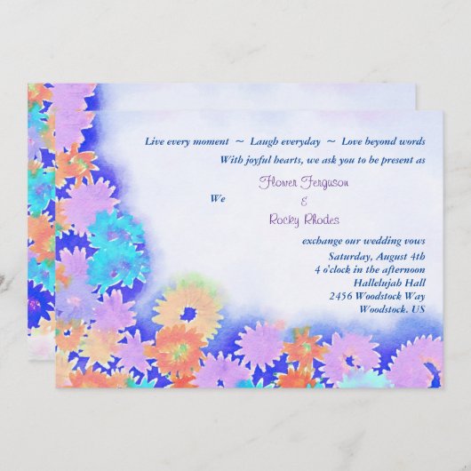 Multi Kleur Boho Regenboog Bloemen Bruiloft  Kaart (Voorkant / Achterkant)