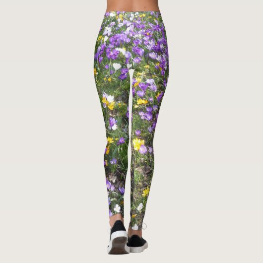Multi Kleur Crocus Spring Bloemen Legging (Achterkant)