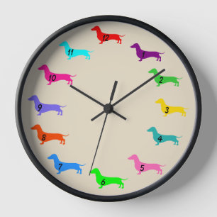 Multi Kleur Dachshund Wandklok