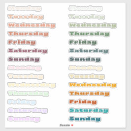 Multi Kleur Dagen van de Week Planner Sticker Vel