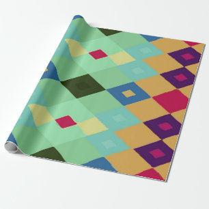 Multi-Kleur Diamantpatroon op Geel – Krachtig Cadeaupapier