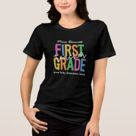 Multi Kleur Eerstegraads Leraren Naam Toevoegen Tri-Blend Shirt
