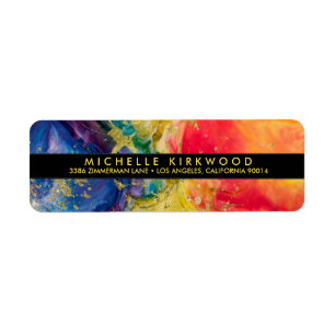 Multi Kleur en Goud Spat Retouradres Etiket