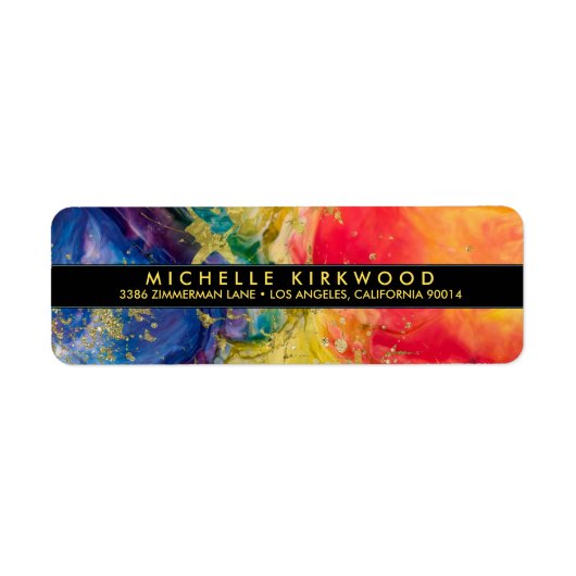 Multi Kleur en Goud Spat Retouradres Etiket (Voorkant)