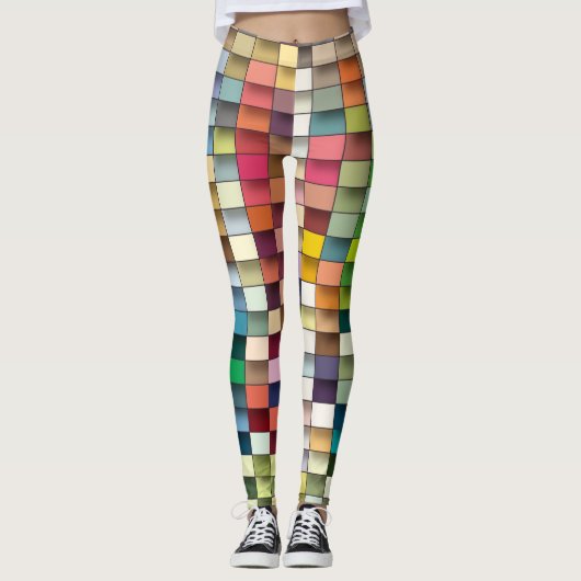Multi kleur geometrisch eenvoudig stripontwerp leggings (Voorkant)