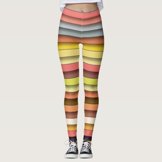 Multi kleur geometrisch eenvoudig stripontwerp leggings (Voorkant)