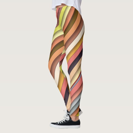 Multi kleur geometrisch eenvoudig stripontwerp leggings (Links)