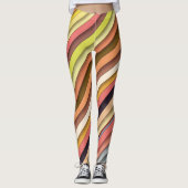Multi kleur geometrisch eenvoudig stripontwerp leggings (Voorkant)
