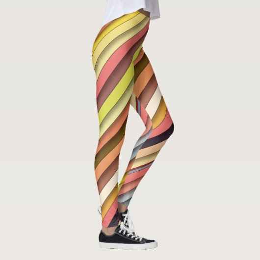 Multi kleur geometrisch eenvoudig stripontwerp leggings (Rechts)