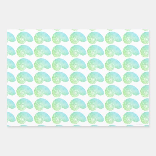 Multi Kleur Groen Nautilus Shell Inpakpapier (Voorkant)