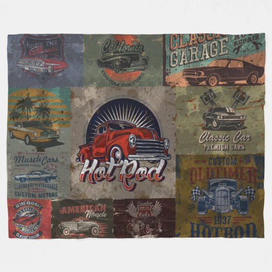 Multi kleur Hot Rod Fleece Deken (Voorkant (Horizontaal))