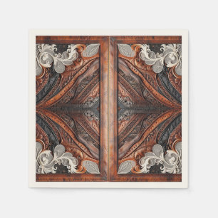 Multi Kleur Leer & Elegant Kant Landelijke Bruilof Servet