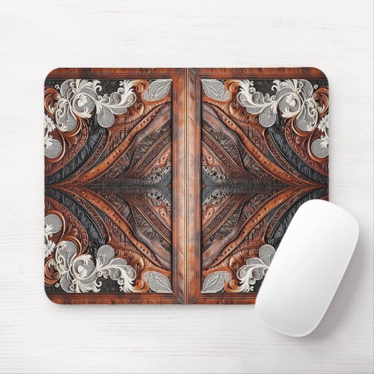 Multi Kleur Leer & Elegant Kant Rustiek Muismat (Met muis)