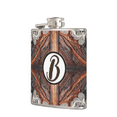 Multi Kleur Leer & Elegant Kant Rustieke Bruiloft Heupfles (Links)