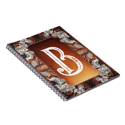 Multi Kleur Leer & Elegant Kant Rustieke Bruiloft Notitieboek (Rechterzijde)