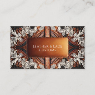 Multi Kleur Leer & Elegant Kant Rustieke Maatwerk Visitekaartje