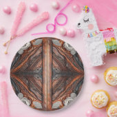 Multi Kleur Leer & Elegante Kant Rustic Trouwen Papieren Bordje (Feest)