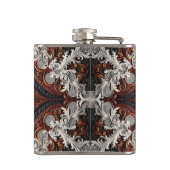 Multi Kleur Leer & Elegante Kant Rustieke Trouwfee Heupfles (Achterkant)