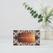 Multi Kleur Leer & Kant Look Rustiek Custom Visitekaartje (Staand voorkant)