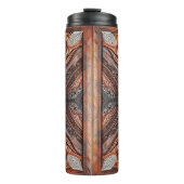 Multi Kleur Leer & Kant Look Rustieke Bruiloft Thermosbeker (Voorkant)