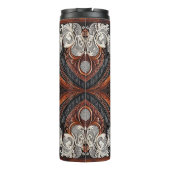 Multi Kleur Leer & Kant Look Rustieke Bruiloft Thermosbeker (Achterkant)