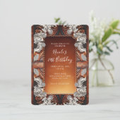 Multi Kleur Leer & Kant Look Rustieke Verjaardag Kaart (Staand voorkant)