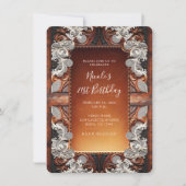 Multi Kleur Leer & Kant Look Rustieke Verjaardag Kaart (Voorkant)