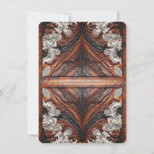 Multi Kleur Leer & Kant Look Rustische Trouwjurk Kaart (Achterkant)