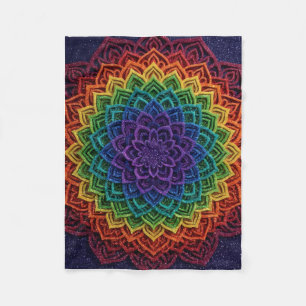 Multi Kleur Levendig Geometrisch Mandala Kunst fle Fleece Deken