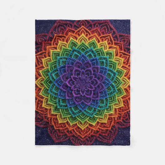 Multi Kleur Levendig Geometrisch Mandala Kunst fle Fleece Deken (Voorkant)