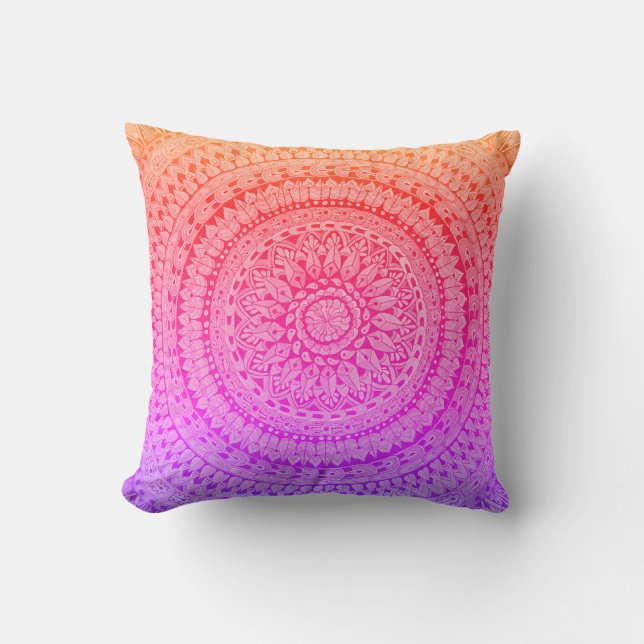 Multi Kleur Mandala Originele Kunst  Kussen (Voorkant)