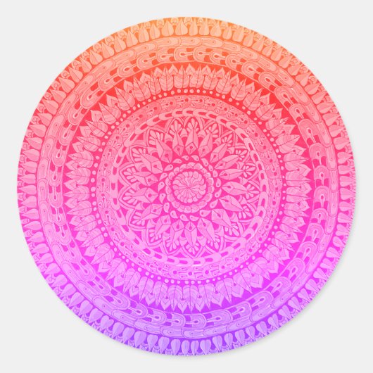 Multi Kleur Mandala Originele Kunst Ronde Sticker (Voorkant)