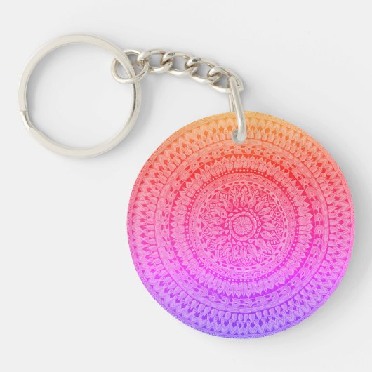 Multi Kleur Mandala Originele Kunst Sleutelhanger (Voorkant)