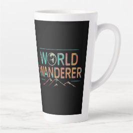 Multi kleur met zwarte achtergrond wereld wonderli latte mok