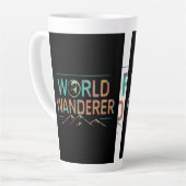 Multi kleur met zwarte achtergrond wereldwonder latte mok (Linkerhoek)